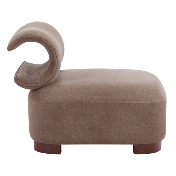 English Elm Modern Low Profile Polyester Accent Chair with Curved Back and Solid Wood Base Brown N770P422553R
