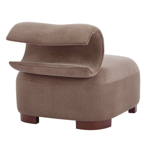 English Elm Modern Low Profile Polyester Accent Chair with Curved Back and Solid Wood Base Brown N770P422553R
