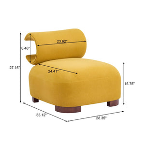 English Elm Modern Low Profile Polyester Accent Chair with Curved Back and Solid Wood Base N770P422553Y