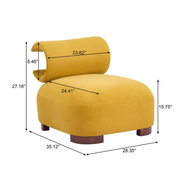 English Elm Modern Low Profile Polyester Accent Chair with Curved Back and Solid Wood Base N770P422553Y