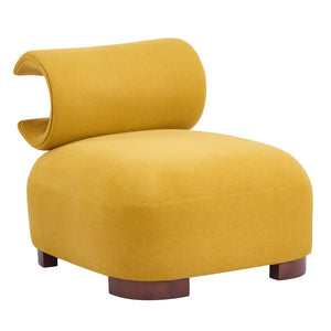 English Elm Modern Low Profile Polyester Accent Chair with Curved Back and Solid Wood Base N770P422553Y