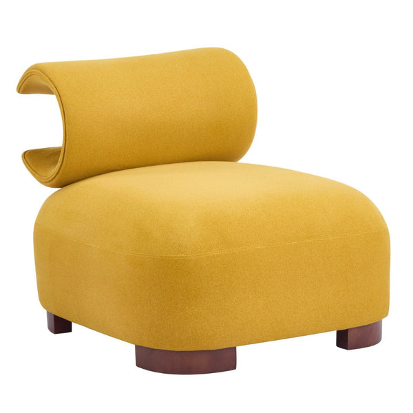 English Elm Modern Low Profile Polyester Accent Chair with Curved Back and Solid Wood Base N770P422553Y