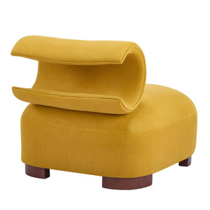 English Elm Modern Low Profile Polyester Accent Chair with Curved Back and Solid Wood Base N770P422553Y