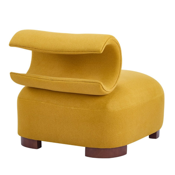 English Elm Modern Low Profile Polyester Accent Chair with Curved Back and Solid Wood Base N770P422553Y