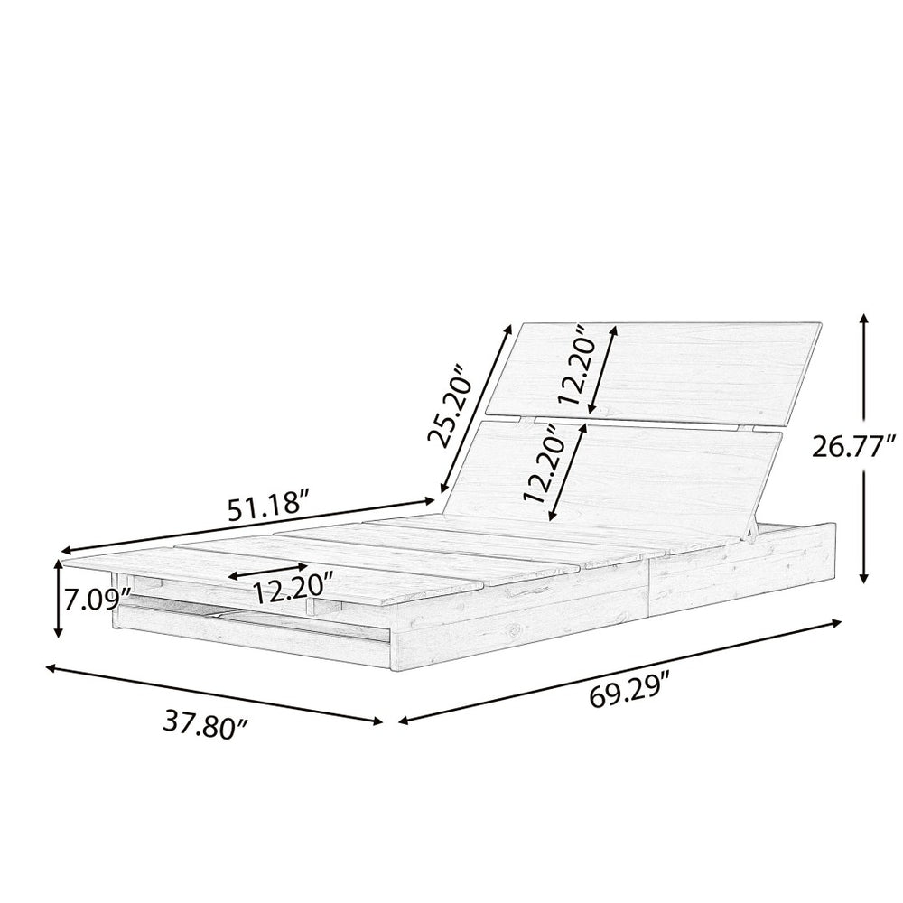 English Elm Acacia Wood Teak Finish Outdoor Chaise Lounge Adjustable Patio Pool Sun Lounger N770P422568T