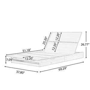 English Elm Acacia Wood Teak Finish Outdoor Chaise Lounge Adjustable Patio Pool Sun Lounger N770P422568T