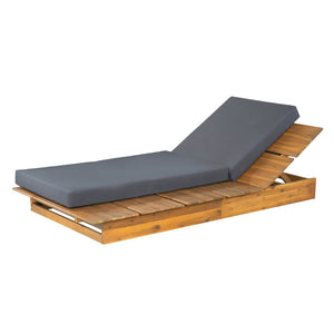 English Elm Acacia Wood Outdoor Chaise Lounge Teak Finish Wide Recliner with Foam Cushion N770P422568T_65429.00CUSHDGRY
