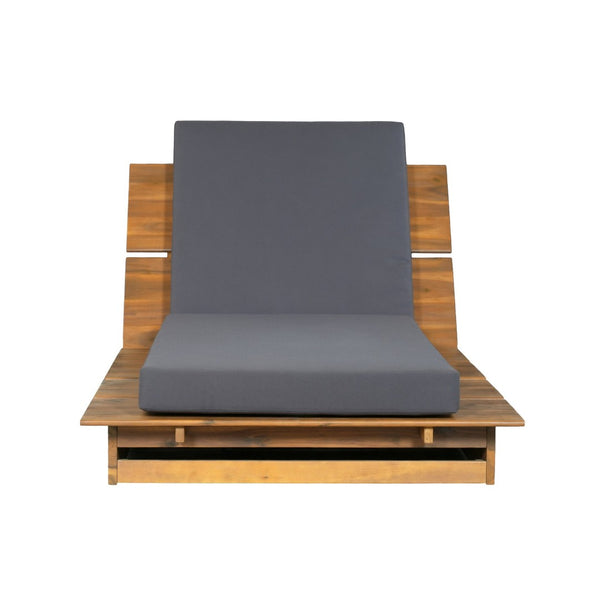 English Elm Acacia Wood Outdoor Chaise Lounge Teak Finish Wide Recliner with Foam Cushion N770P422568T_65429.00CUSHDGRY