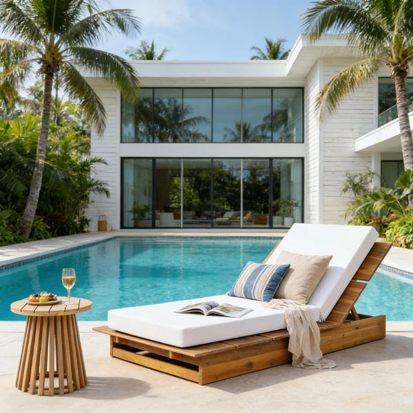 English Elm Acacia Wood Outdoor Chaise Lounge Wide Teak Patio Recliner with Foam Cushion N770P422568T_65429.00CUSH