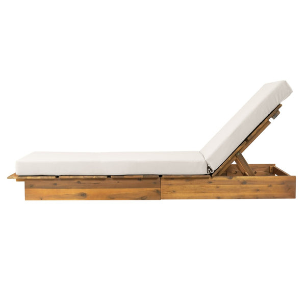 English Elm Acacia Wood Outdoor Chaise Lounge Wide Teak Patio Recliner with Foam Cushion N770P422568T_65429.00CUSH