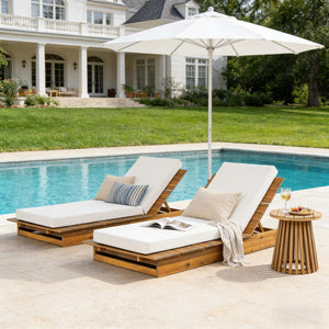 English Elm Acacia Wood Outdoor Chaise Lounge Wide Teak Patio Recliner with Foam Cushion N770P422568T_65429.00CUSH