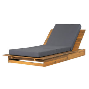 English Elm Acacia Wood Outdoor Chaise Lounge Teak Finish Patio Recliner with Thick Foam Cushion N770P422568T_N770P208326G