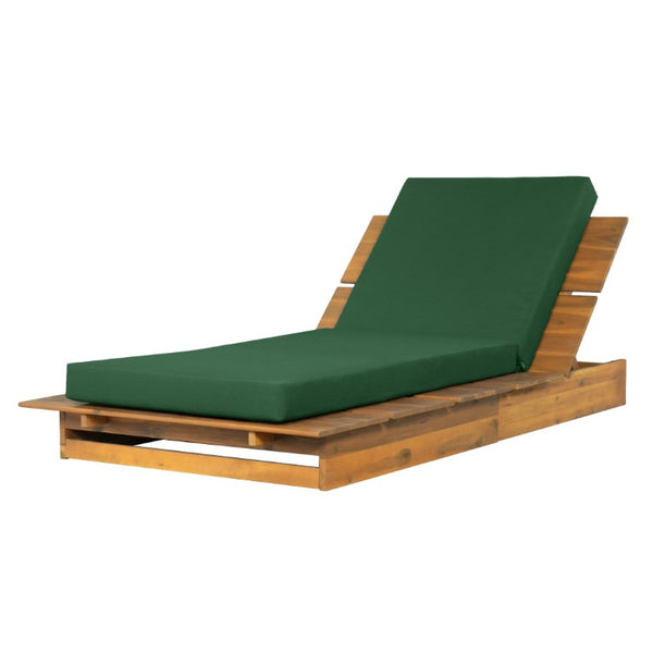 English Elm Acacia Solid Wood Patio Chaise Lounge Wide Frame 3 Position Outdoor Recliner Green, Teak Acacia Wood, Fabric, Foam N770P422568T_N770P443469G