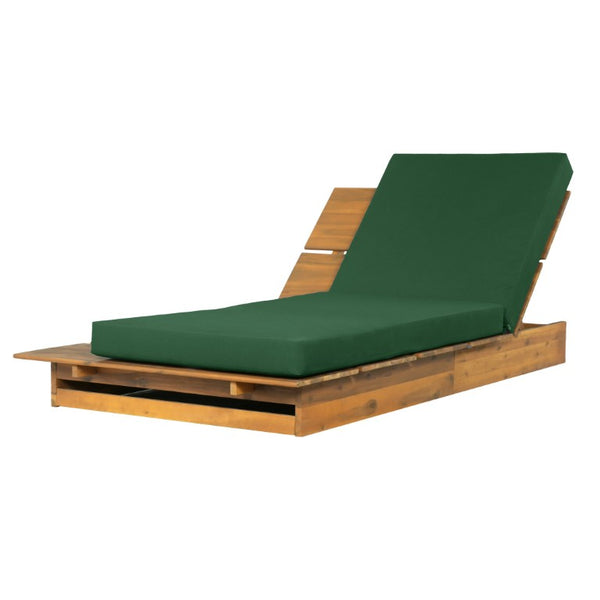 English Elm Acacia Solid Wood Patio Chaise Lounge Wide Frame 3 Position Outdoor Recliner Green, Teak Acacia Wood, Fabric, Foam N770P422568T_N770P443469G