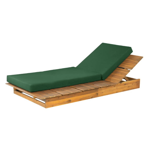 English Elm Acacia Solid Wood Patio Chaise Lounge Wide Frame 3 Position Outdoor Recliner Green, Teak Acacia Wood, Fabric, Foam N770P422568T_N770P443469G