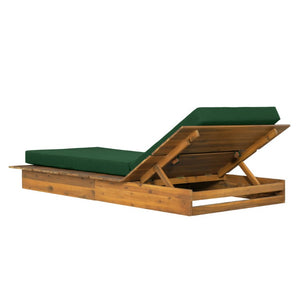 English Elm Acacia Solid Wood Patio Chaise Lounge Wide Frame 3 Position Outdoor Recliner Green, Teak Acacia Wood, Fabric, Foam N770P422568T_N770P443469G