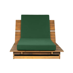 English Elm Acacia Solid Wood Patio Chaise Lounge Wide Frame 3 Position Outdoor Recliner Green, Teak Acacia Wood, Fabric, Foam N770P422568T_N770P443469G
