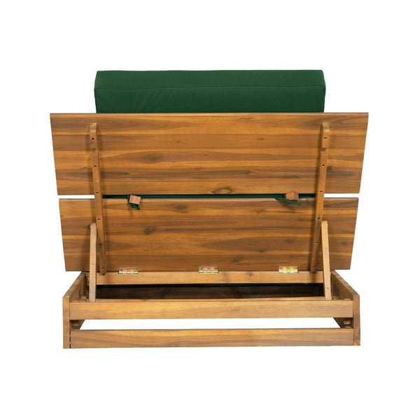 English Elm Acacia Solid Wood Patio Chaise Lounge Wide Frame 3 Position Outdoor Recliner Green, Teak Acacia Wood, Fabric, Foam N770P422568T_N770P443469G