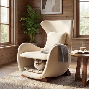 English Elm Modern Polyester Accent Chair with Built-in Pet Nook and Storage for Living Rooms Beige N770P422604B