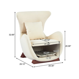 English Elm Modern Polyester Accent Chair with Built-in Pet Nook and Storage for Living Rooms Beige N770P422604B