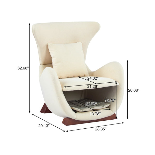 English Elm Modern Polyester Accent Chair with Built-in Pet Nook and Storage for Living Rooms Beige N770P422604B