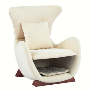 English Elm Modern Polyester Accent Chair with Built-in Pet Nook and Storage for Living Rooms Beige N770P422604B