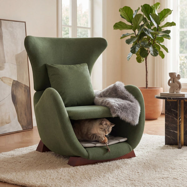 English Elm Modern Polyester Accent Chair with Built-in Pet Nook and Storage for Living Rooms N770P422604G