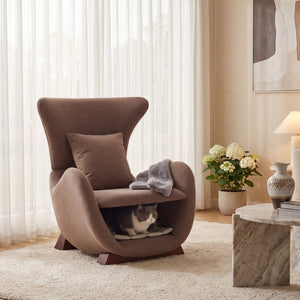 English Elm Modern Polyester Accent Chair with Built-in Pet Nook and Storage for Living Rooms Brown N770P422604R