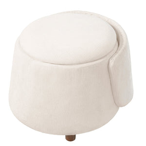 English Elm Beige Convertible Accent Chair with Pet Nook Acacia Legs and Hidden Storage Seat N770P428733B