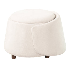 English Elm Beige Convertible Accent Chair with Pet Nook Acacia Legs and Hidden Storage Seat N770P428733B