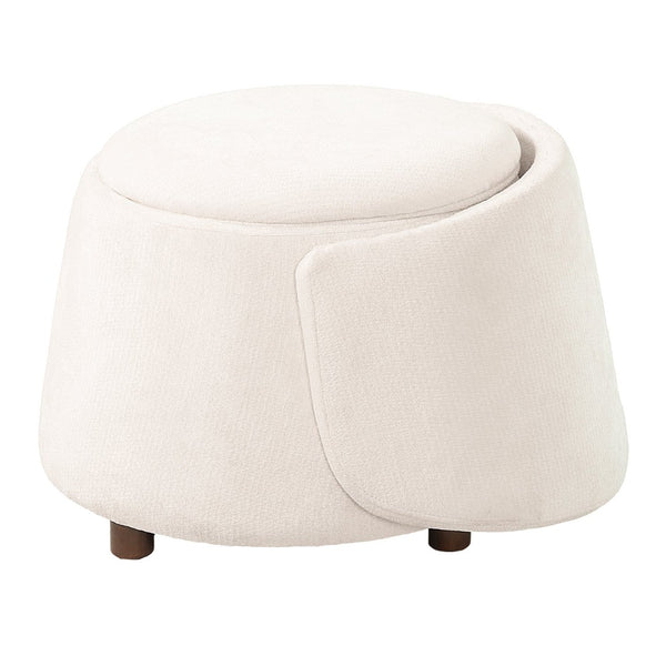 English Elm Beige Convertible Accent Chair with Pet Nook Acacia Legs and Hidden Storage Seat N770P428733B