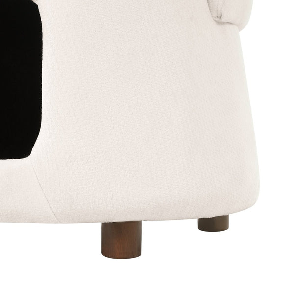 English Elm Beige Convertible Accent Chair with Pet Nook Acacia Legs and Hidden Storage Seat N770P428733B