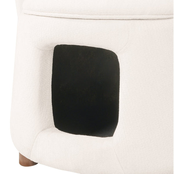 English Elm Beige Convertible Accent Chair with Pet Nook Acacia Legs and Hidden Storage Seat N770P428733B