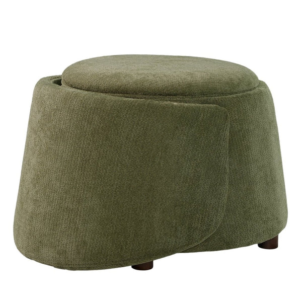 English Elm Green Sage Accent Chair with Pet Nook Convertible Stool Acacia Legs Storage Seat N770P428733G