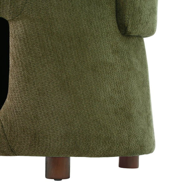 English Elm Green Sage Accent Chair with Pet Nook Convertible Stool Acacia Legs Storage Seat N770P428733G