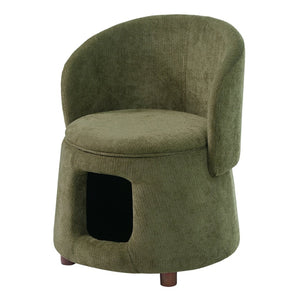 English Elm Green Sage Accent Chair with Pet Nook Convertible Stool Acacia Legs Storage Seat N770P428733G