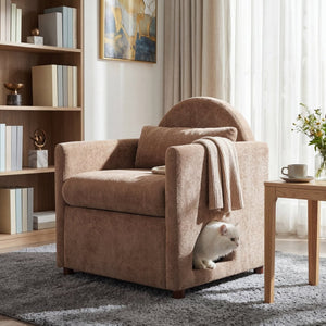 English Elm Coffee Pet Nook Accent Chair Acacia Legs Upholstered Armchair for Modern Living Room N770P428751C