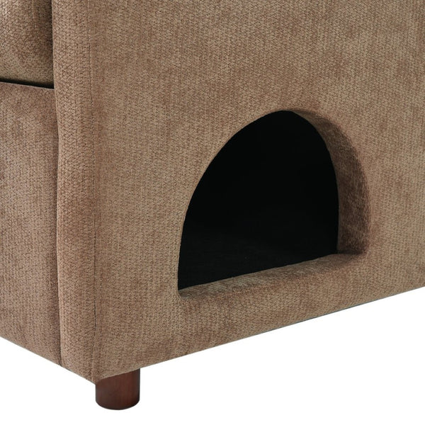 English Elm Coffee Pet Nook Accent Chair Acacia Legs Upholstered Armchair for Modern Living Room N770P428751C