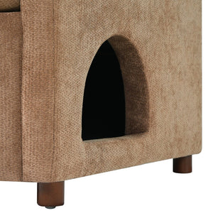 English Elm Coffee Pet Nook Accent Chair Acacia Legs Upholstered Armchair for Modern Living Room N770P428751C
