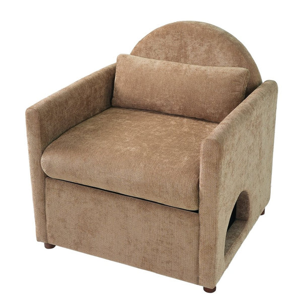 English Elm Coffee Pet Nook Accent Chair Acacia Legs Upholstered Armchair for Modern Living Room N770P428751C