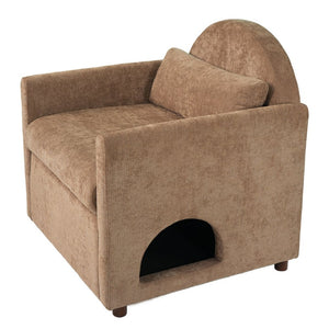 English Elm Coffee Pet Nook Accent Chair Acacia Legs Upholstered Armchair for Modern Living Room N770P428751C