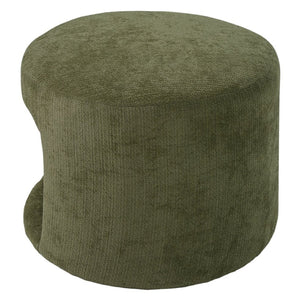 English Elm Green Round Pet Nook Ottoman Acacia Wood Legs Upholstered Footrest for Living Room N770P428755G