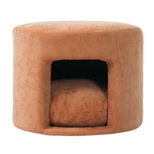 English Elm Orange Round Pet Hideaway Ottoman Acacia Legs Stain Resistant Upholstered Footrest Stool N770P428755O