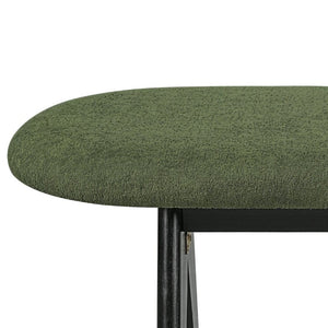 English Elm Upholstered Tri-Panel Bench with Angled Black Legs for Bedroom or Entryway Green N770P429593F