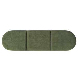 English Elm Upholstered Tri-Panel Bench with Angled Black Legs for Bedroom or Entryway Green N770P429593F