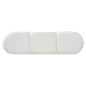 English Elm Upholstered Tri-Panel Bench with Angled Black Legs for Bedroom or Entryway White N770P429593K