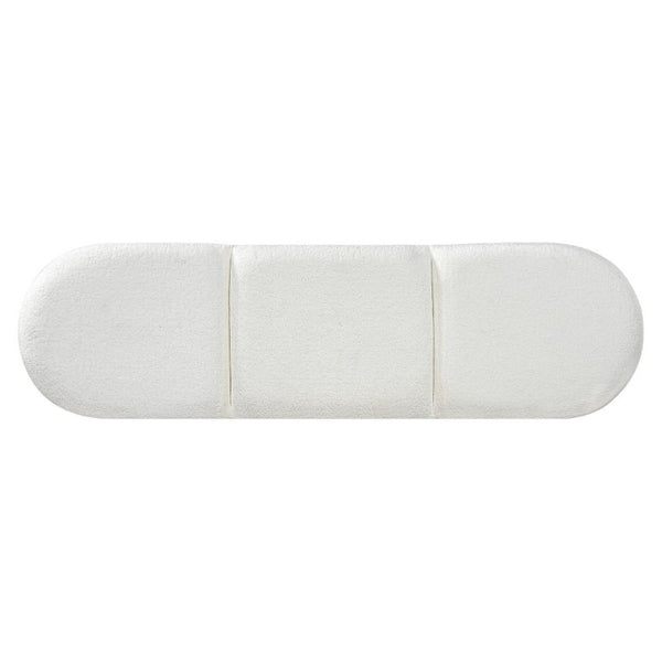 English Elm Upholstered Tri-Panel Bench with Angled Black Legs for Bedroom or Entryway White N770P429593K