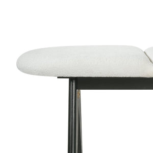English Elm Upholstered Tri-Panel Bench with Angled Black Legs for Bedroom or Entryway White N770P429593K