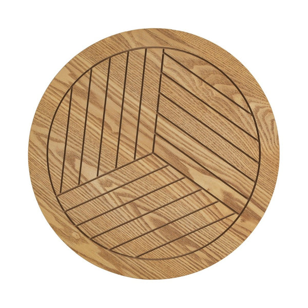 English Elm Natural Wood Slatted Round Accent Table with Tripod Legs for Bedroom or Living Room N770P431411N