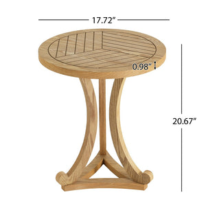 English Elm Natural Wood Slatted Round Accent Table with Tripod Legs for Bedroom or Living Room N770P431411N